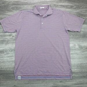 Oliver Ridley Polo Shirt Mens Large Striped Performance Stretch Golf Patriotic